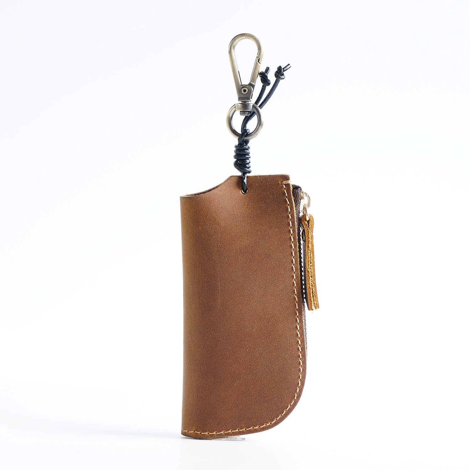 Wholesale Casual Zipper Genuine Leather Men's Waist Hanging Coin Purse Leather Keychain